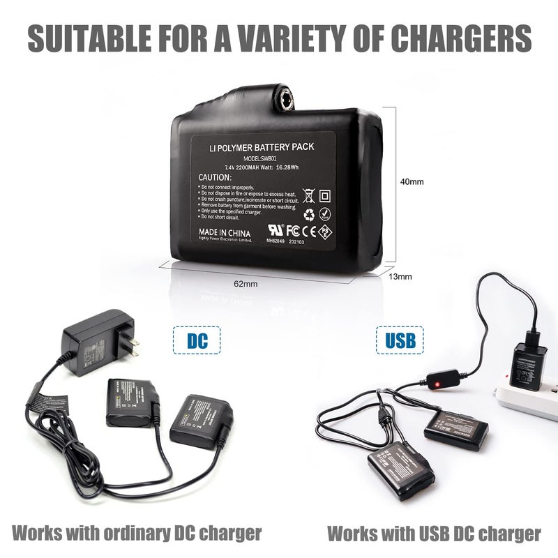 SNOW DEER 7.4V 2200MAH Rechargeable Li-ion Batteries (2pcs Battary only,not Include Charger) - Image 3